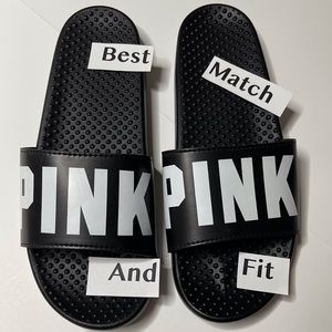 Victoria’s Secret PINK S M L Logo Slides Beach Sandals Pool Padded Smooth